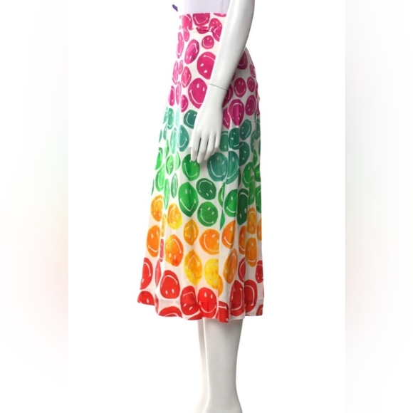 Farm Rio Smiley Nwt skirt rainbow red pink yellow green L blogger fav designer - Picture 2 of 6